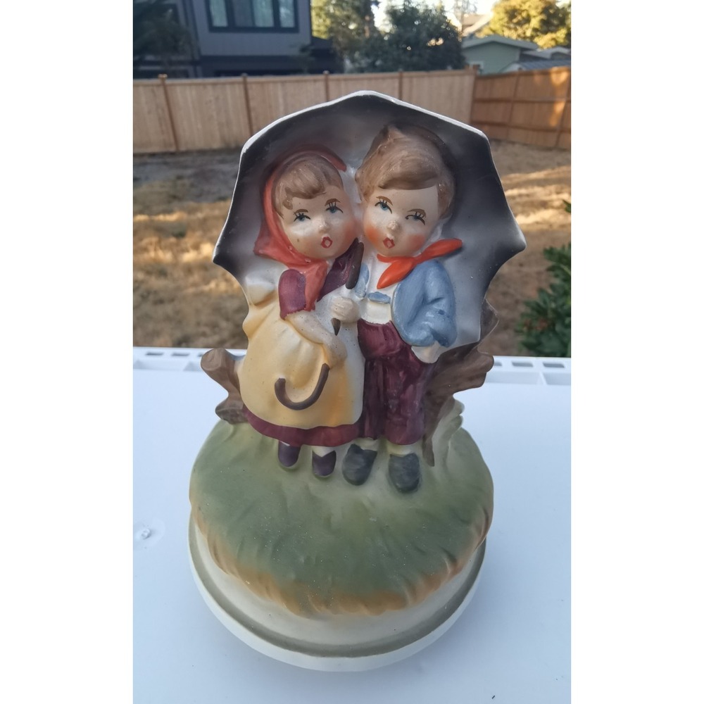 Vintage Sankyo Japan Girl And Boy Musical Figurine